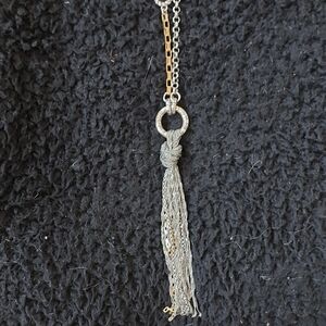 Brighton silver long tassel statement necklace, perfect condition!